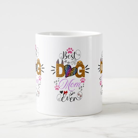 Best Dog Mom Ever Shirt – Leopard Print dog Mom  ジャンボコーヒーマグカップ (正面)
