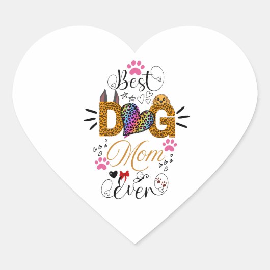 Best Dog Mom Ever Shirt – Leopard Print dog Mom  ハートシール (正面)