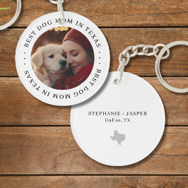 Best Dog Mom in Texas Personalized Photo キーホルダー