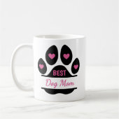 Best Dog Mom Paw Print コーヒーマグカップ (左)