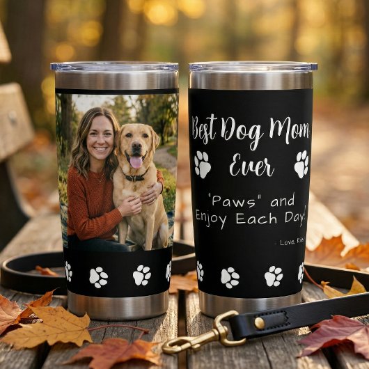 Best Dog Mom Paws Pet Black Photo Coffee 保温保冷タンブラー