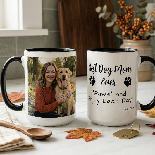 Best Dog Mom Paws Pet Photo Coffee マグカップ