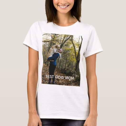 Best Dog Mom Personalized Dog Photo Tシャツ (正面)