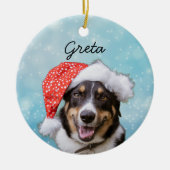 Best Dog Photo Pet Portrait Cat Snow Christmas セラミックオーナメント (正面)