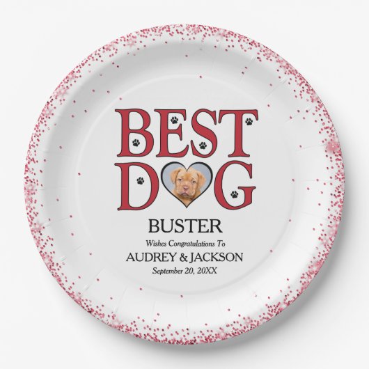 Best Dog Wedding Paper Plates With Pets Photo ペーパープレート (正面)
