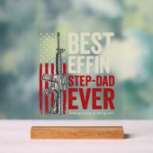 Best Effin Step-Dad Ever Patriotic Vintage Vector_ アクリルサイン (ニュートラル)