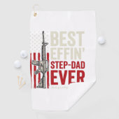 Best Effin Step-Dad Ever Patriotic Vintage Vector_ ゴルフタオル (インサイチュ)