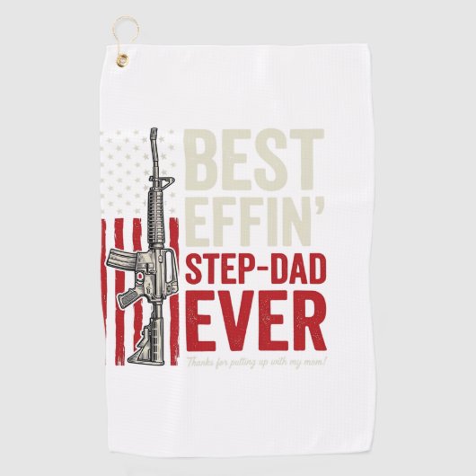 Best Effin Step-Dad Ever Patriotic Vintage Vector_ ゴルフタオル (正面)