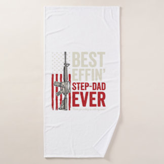Best Effin Step-Dad Ever Patriotic Vintage Vector_ バスタオル