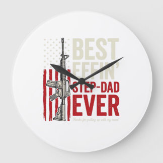 Best Effin Step-Dad Ever Patriotic Vintage Vector_ ラージ壁時計
