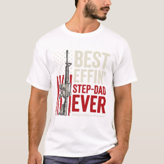 Best Effin Step-Dad Ever Patriotic Vintage Vector_ Tシャツ