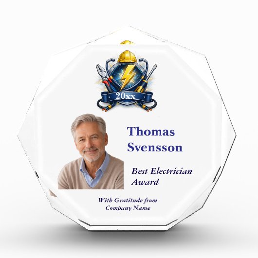 Best Electrician Award Personalized Photo フォトブロック (正面)
