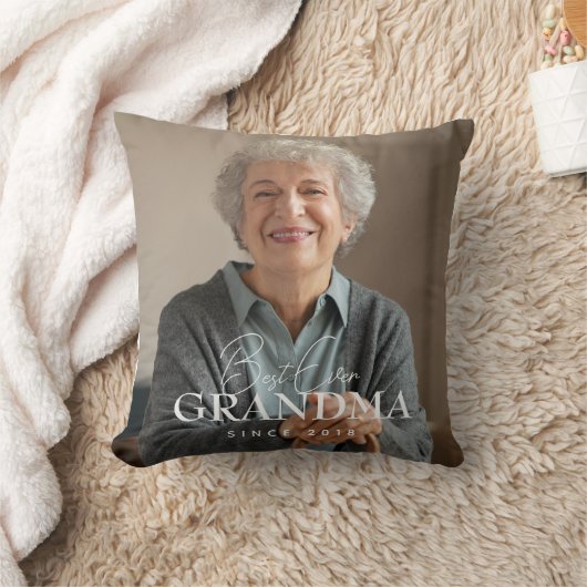 Best Ever Grandma Since 20XX Simple Elegant Photo クッション (ブランケット)