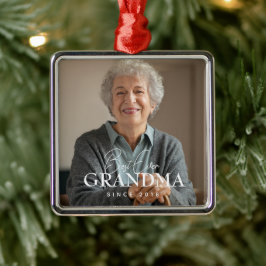 Best Ever Grandma Since 20XX Simple Elegant Photo メタルオーナメント