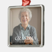 Best Ever Grandma Since 20XX Simple Elegant Photo メタルオーナメント (左)