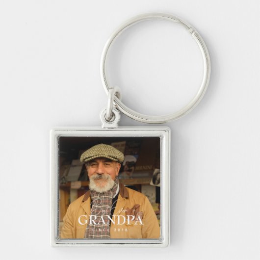 Best Ever Grandpa Since 20XX Simple Elegant Photo キーホルダー (正面)