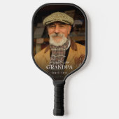 Best Ever Grandpa Since 20XX Simple Elegant Photo ピックルボールラケット (裏面)