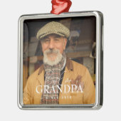 Best Ever Grandpa Since 20XX Simple Elegant Photo メタルオーナメント (左)