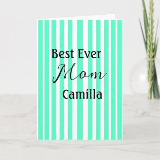 Best ever mom green stripped pattern pastel neon  カード