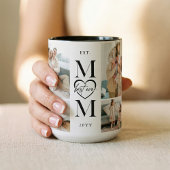 Best Ever Mom Heart Custom Photo Collage Keepsake ツートーンマグカップ