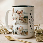 Best Ever Mom Heart Custom Photo Collage Keepsake ツートーンマグカップ