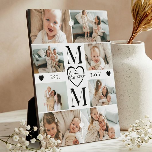 Best Ever Mom Heart Custom Photo Collage Keepsake フォトプラーク