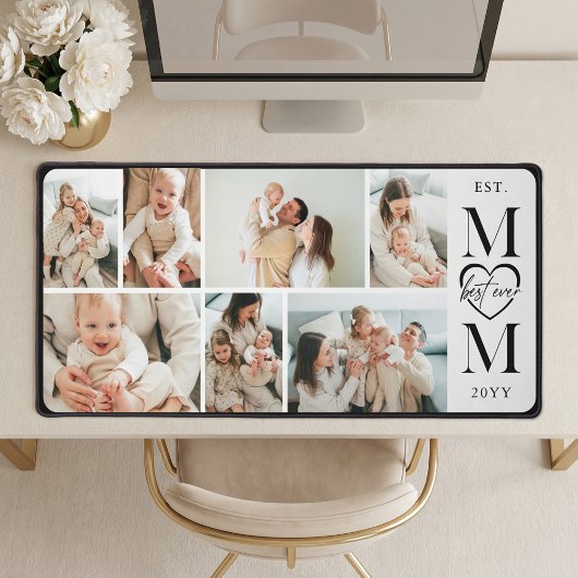 Best Ever Mom Personalized 7 Photo Collage Mother デスクマット