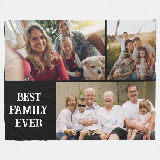 Best family ever photo collage Fleece Blanket フリースブランケット (正面(横))