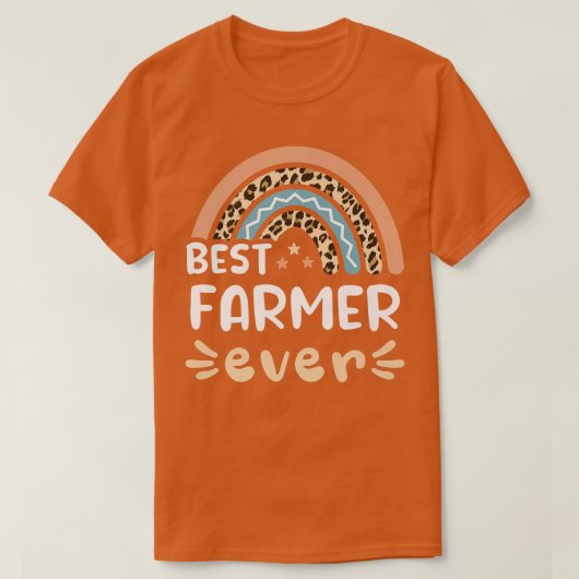 Best farmer ever Leopard Rainbow Mom Tシャツ (デザイン正面)