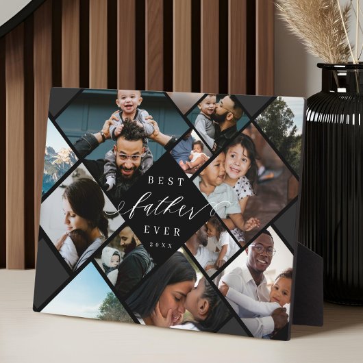 Best Father Ever Modern Photo Collage Keepsake フォトプラーク