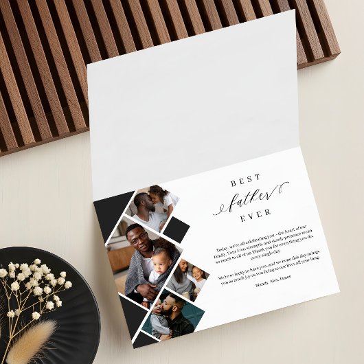 Best Father Ever Modern Photo Collage Personalized カード