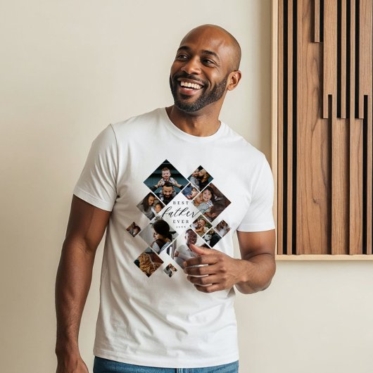 Best Father Ever Modern Photo Collage Personalized トライブレンドＴシャツ