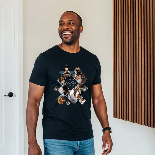 Best Father Ever Modern Photo Collage Personalized トライブレンドＴシャツ