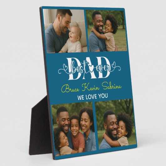 Best Father Ever Personalized Photo Collage フォトプラーク (側面)