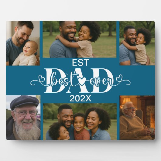 Best Father Ever – Personalized Photo Collage フォトプラーク (正面)