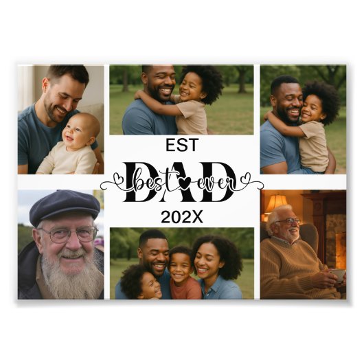 Best Father Ever – Personalized Photo Collage  フォトプリント (正面)