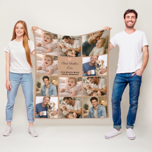 Best Father Ever Photo Collage | Personalized  フリースブランケット (インサイチュ)