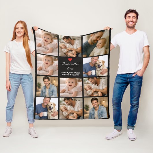 Best Father Ever Photo Collage | Personalized  フリースブランケット (インサイチュ)
