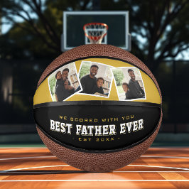 Best Father Ever Photo Father's Day Gold & Black ミニバスケットボール