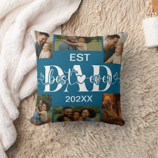 Best Father Ever Throw Pillow – Personalized Photo クッション (ブランケット)