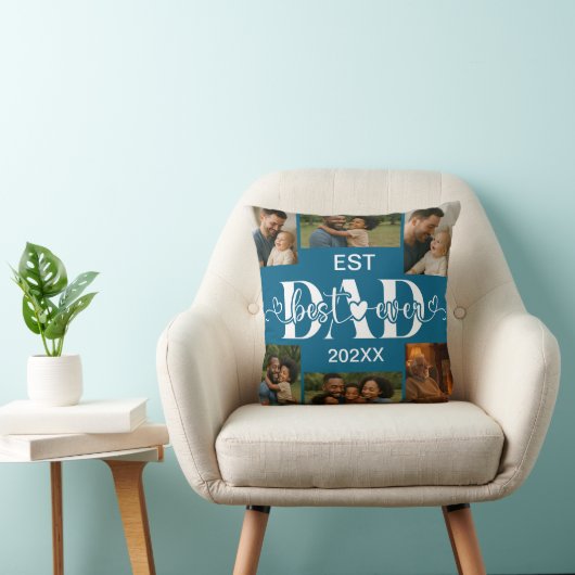 Best Father Ever Throw Pillow – Personalized Photo クッション (椅子)