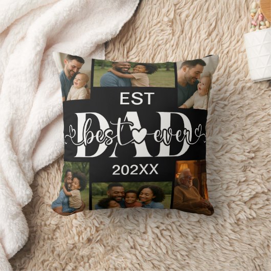 Best Father Ever Throw Pillow – Personalized Photo クッション (ブランケット)