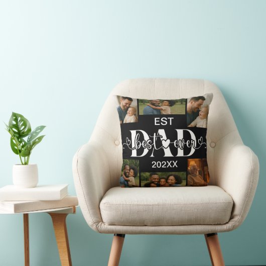 Best Father Ever Throw Pillow – Personalized Photo クッション (椅子)
