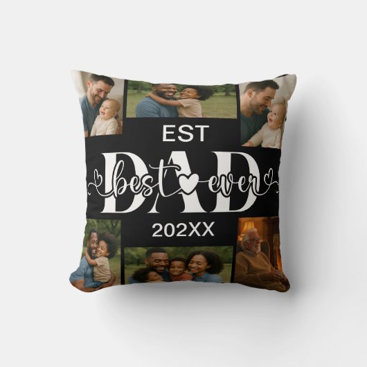 Best Father Ever Throw Pillow – Personalized Photo クッション (正面)