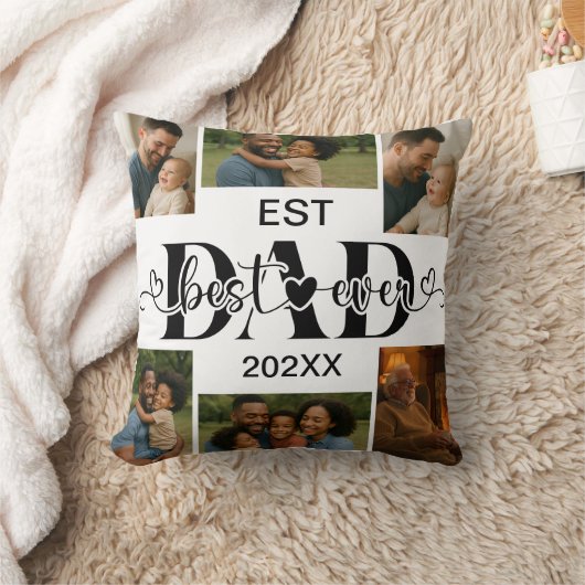 Best Father Ever Throw Pillow – Personalized Photo クッション (ブランケット)