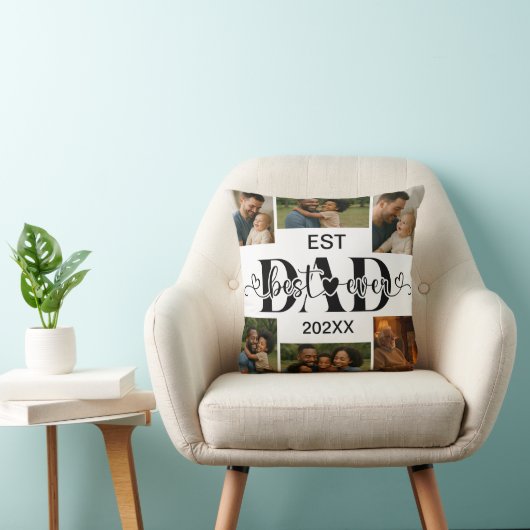 Best Father Ever Throw Pillow – Personalized Photo クッション (椅子)