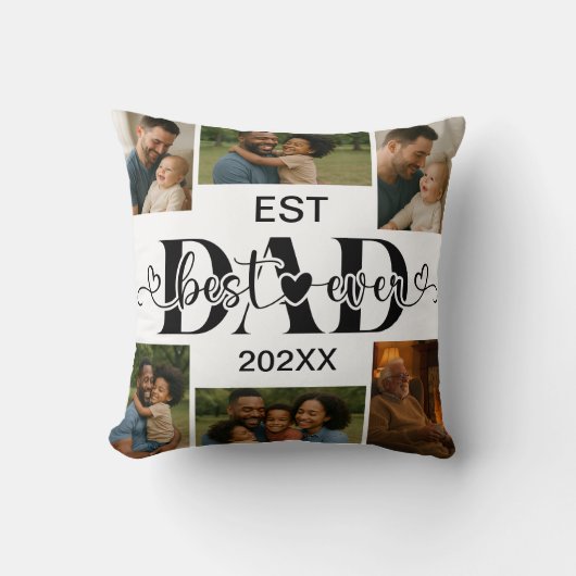 Best Father Ever Throw Pillow – Personalized Photo クッション (正面)