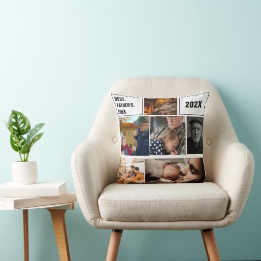 Best Father's Ever Photo Collage and Custom Text クッション (椅子)