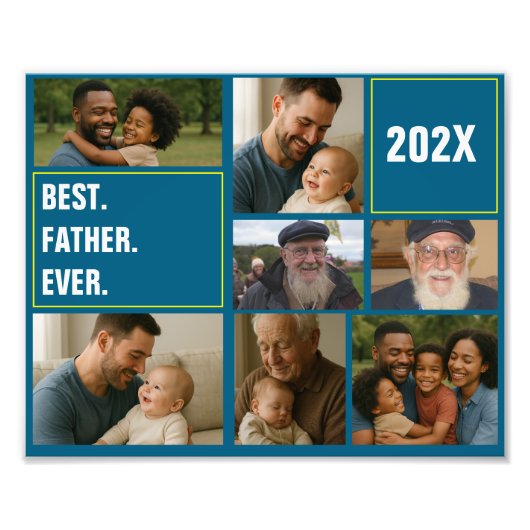 Best father's Ever Photo Collage and Custom Text フォトプリント (正面)