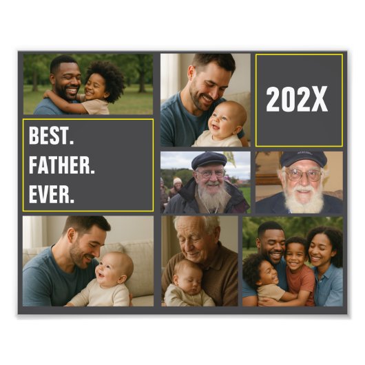 Best father's Ever Photo Collage and Custom Text フォトプリント (正面)